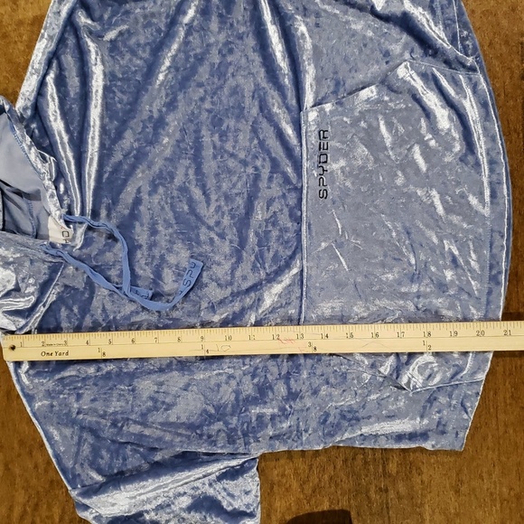 Spyder Light Blue Velour Crop Hoodie Medium - Picture 5 of 6